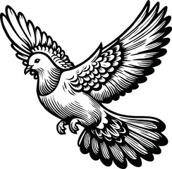 flying dove bird animal.line art vector illustration template design