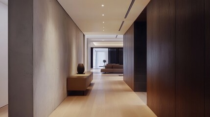 Sleek hallway in contemporary apartment with modern design and practical storage solutions