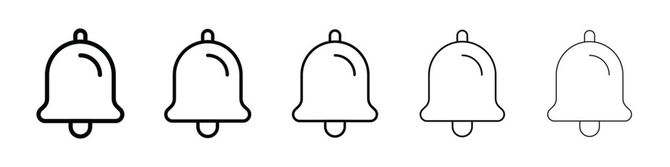 Bell icons in black stroke designs on white background