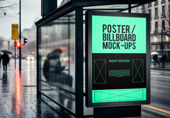 Billboard Mockup in Subway with Seated Passengers 