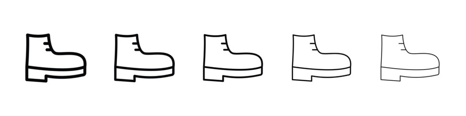 Boot icons in black stroke designs on white background