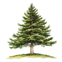 A Western Red Cedar Tree, watercolor illustration vector, isolated on a white background.