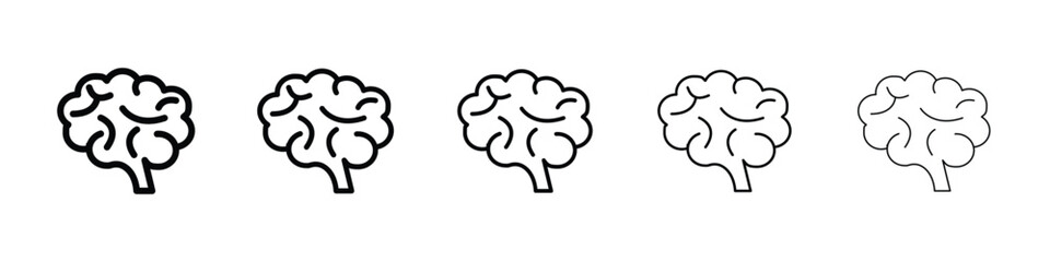 Brain icons in black stroke designs on white background