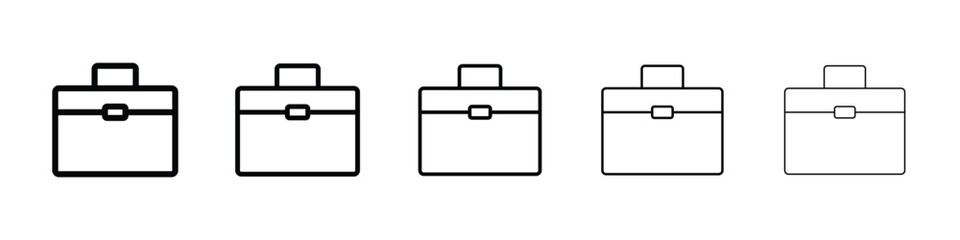 Briefcase icons in black stroke designs on white background