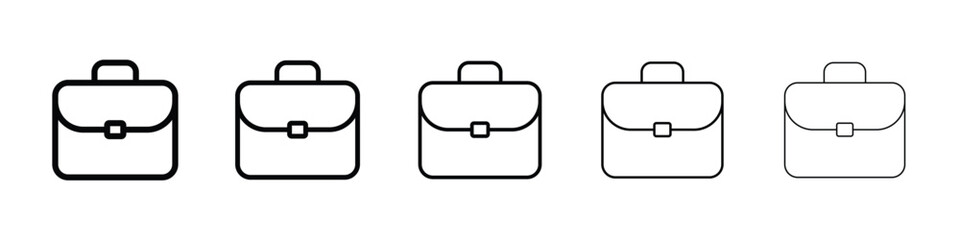 Briefcase icons in black stroke designs on white background