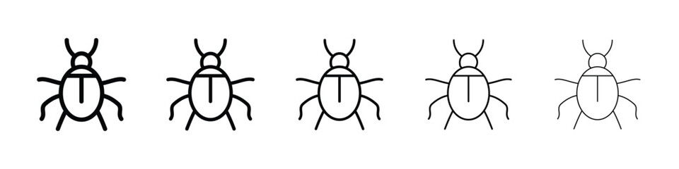 Bug icons in black stroke designs on white background