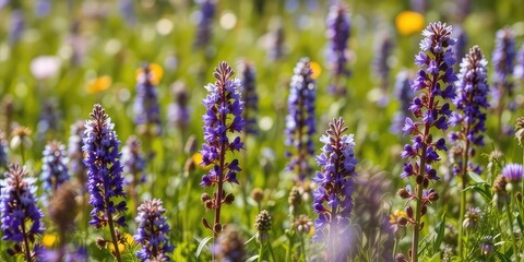 Fototapeta premium Rustic Meadow Blooms: Veronica austriaca in Summer Sunlight