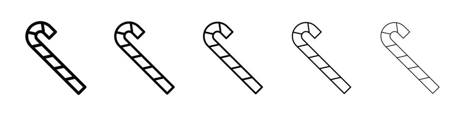 Candy Cane icons in black stroke designs on white background