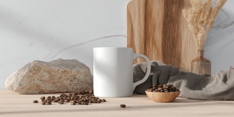 A white coffee mug mockup banner