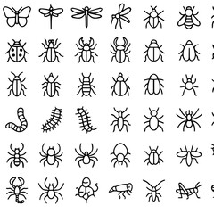 Set of icons of Insects | Insects icon | Butterfly icon | Gross hopper icon | Bea icon | leach icon | Arthopoda icon