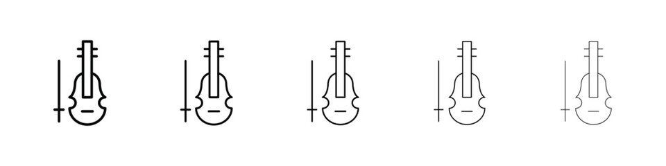 Naklejka premium Cello icons in black stroke designs on white background