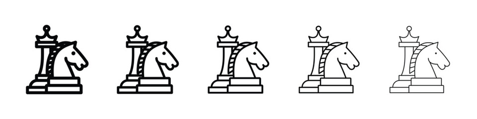 Chess icons in black stroke designs on white background