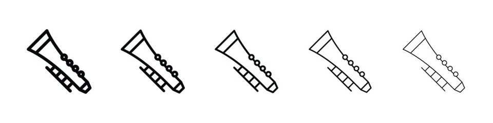 Clarinet icons in black stroke designs on white background