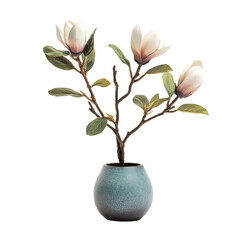 Floral still life in a teal vase