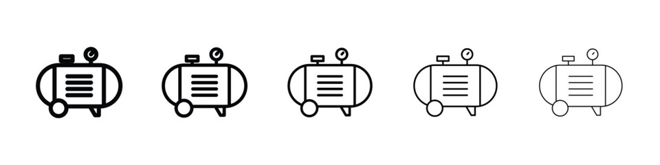 Compressor icons in black stroke designs on white background