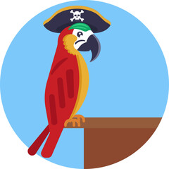 Colorful parrot perched on a pirate’s shoulder, symbolizing a classic pirate companion.
