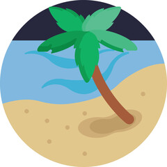 A tall palm tree with wide, fan-like leaves, symbolizing tropical islands and pirate hideouts.