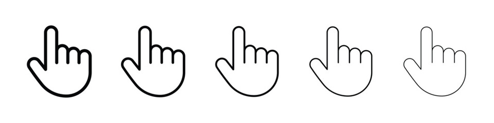 Cursor icons in black stroke designs on white background