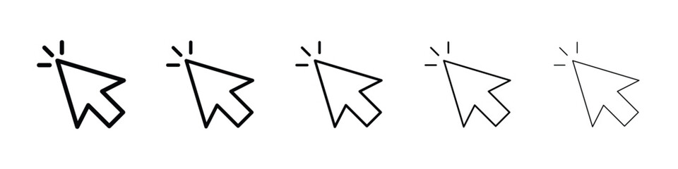 Cursor icons in black stroke designs on white background