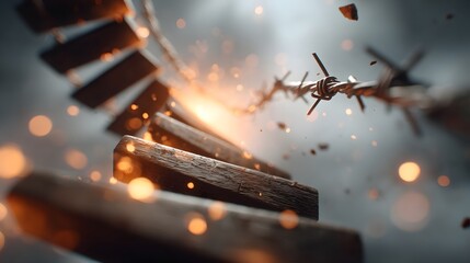 A drone spiraling out of control and crashing into a surface causing a fiery explosion with sparks and debris scattering through the air in a chaotic scene of destruction and chaos