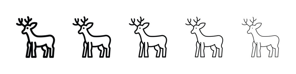 Deer icons in black stroke designs on white background