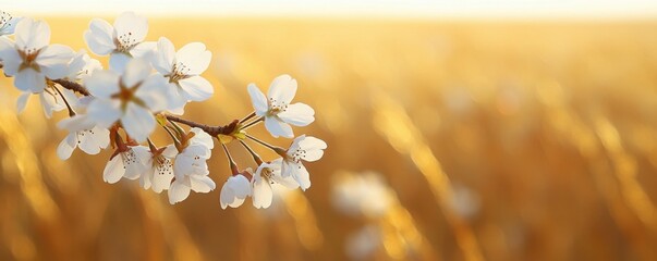 Delicate cherry blossoms herald spring s arrival in golden light a promise of renewal and hope soft