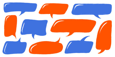 Crayon Speech Bubble Frame. Vector Chalk Talk Balloon. Colorful Dialog Chat Illustrations