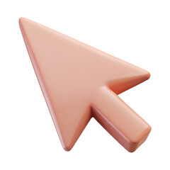 Pink cursor arrow pointing right isolated on transparent background