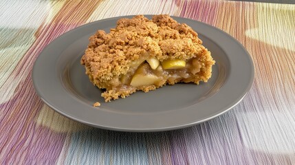 Apple Crumble Dessert: A Mouthwatering Close-Up of a Warm, Homemade Treat, Featuring a Crumbly Topping and a Juicy Apple Filling. Perfect for Autumn and Comfort Food Lovers.
