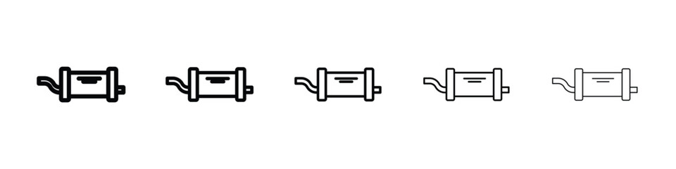 Exhaust pipe icons in black stroke designs on white background