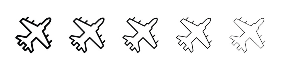 Fighter jet icons in black stroke designs on white background