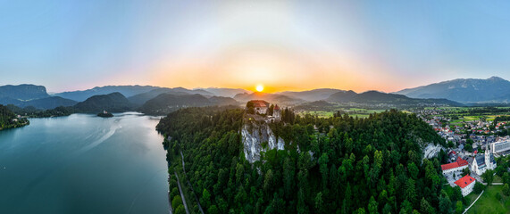 Lake Bled Panorama Landscape Photo, Bled Slovenia