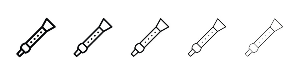 Flute icons in black stroke designs on white background