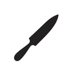 Fototapeta premium Black silhouette of a knife on white, for culinary blogs, with copy space