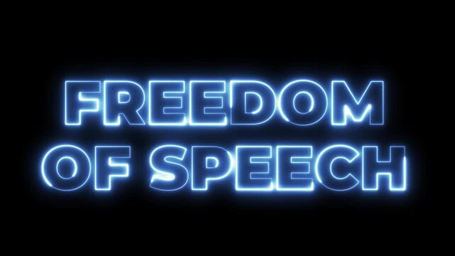 Neon Sign Animation Text: Freedom of Speech, a vibrant declaration of fundamental rights