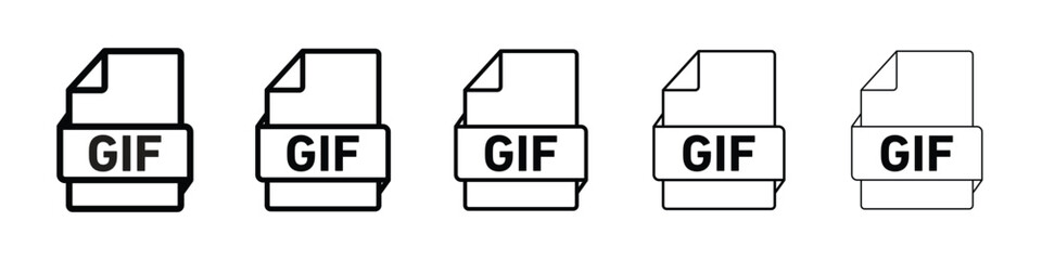Gif icons in black stroke designs on white background