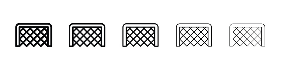 Goal net icons in black stroke designs on white background