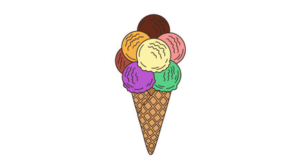 Colorful Ice Cream Cone Delight - Vector Illustration
