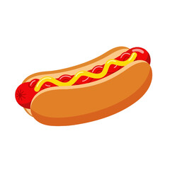 Cartoon Hot Dog with Mustard - Classic American Fast Food Illustration