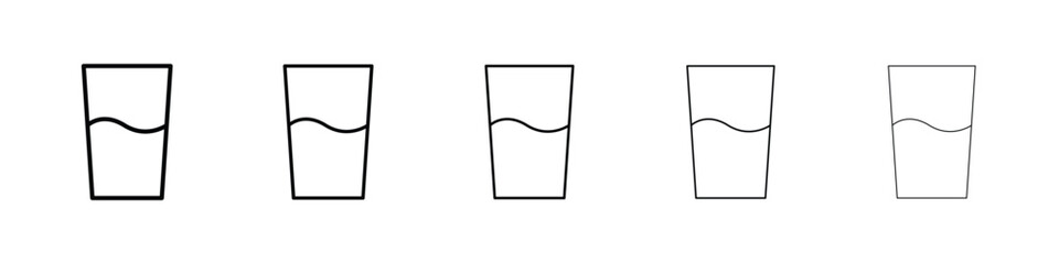 Half Glass icons in black stroke designs on white background