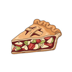 Rhubarb Apple Pie Slice Illustration