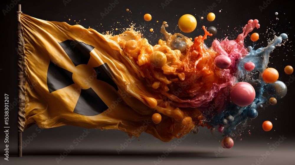 Poster a visually striking image depicting an intense explosion with dynamic flames sparks and debris conve