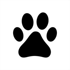 Dog or cat paw print flat icon for animal apps and websites