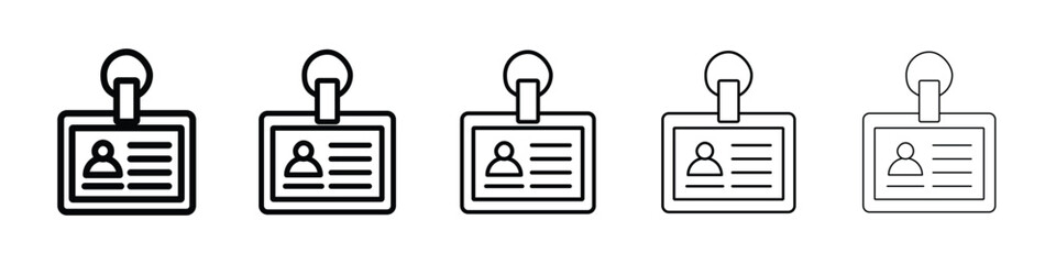 ID badge icons in black stroke designs on white background