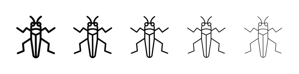 Locust icons in black stroke designs on white background
