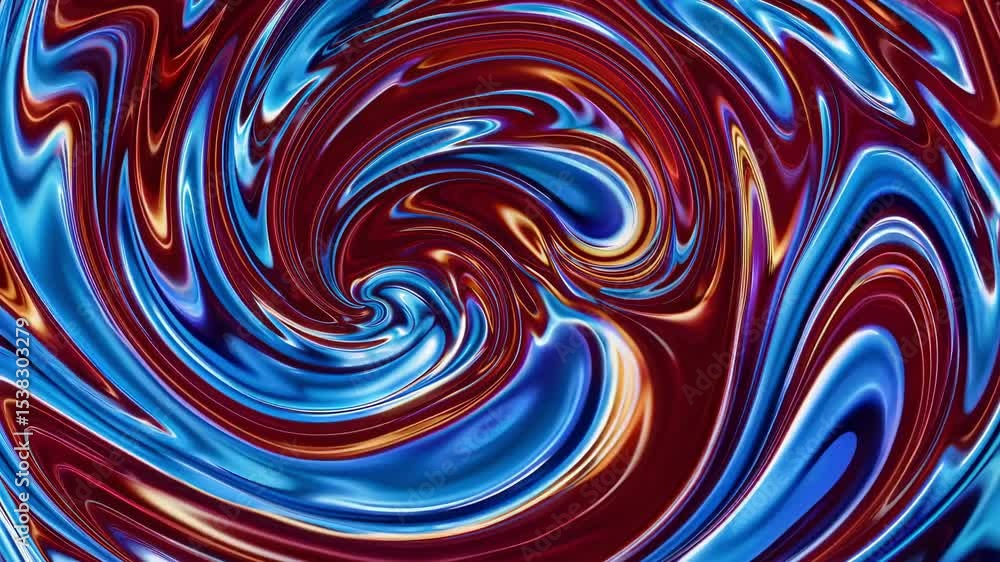 Poster swirling abstract pattern in red and blue with glossy finish