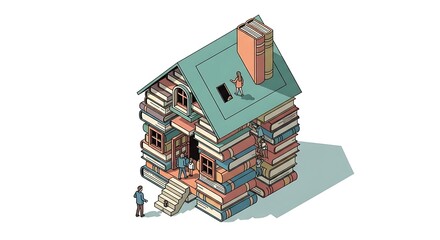 A House Made of Books An Illustration of Literary Worlds