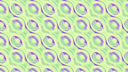 Psychedelic swirl pattern in green and purple with soft glowing lines and hypnotic loops. Seamless and tileable, ideal for digital art, textiles, or abstract background design.