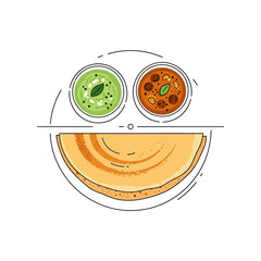 Dosa and Chutney Illustration: South Indian Cuisine