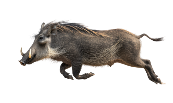 A wild boar in a running pose